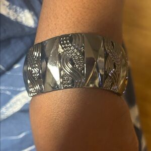 Silver Textured Cuff Bracelet